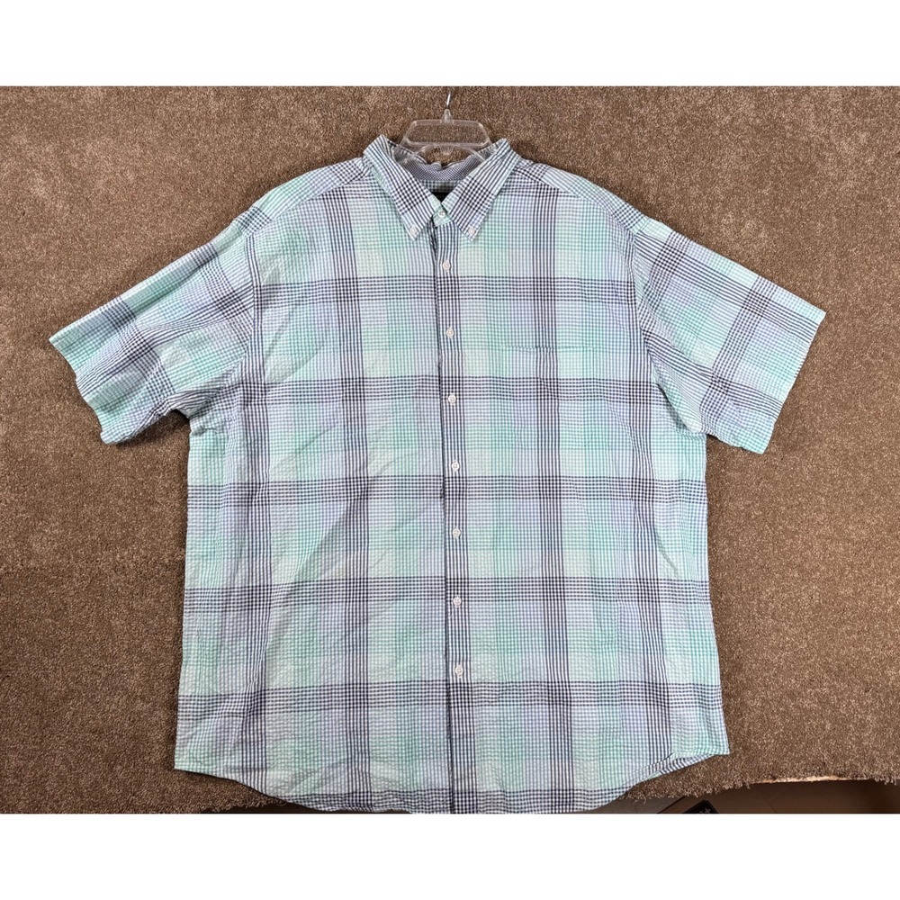 Roundtree & Yorke Mens 3XT Plaid Short Sleeve Button Down Shirt Cotton